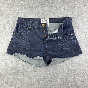 One Teaspoon Jean Shorts Womens 26 Bandits Relaxed Long Rise Button Fly Twisted